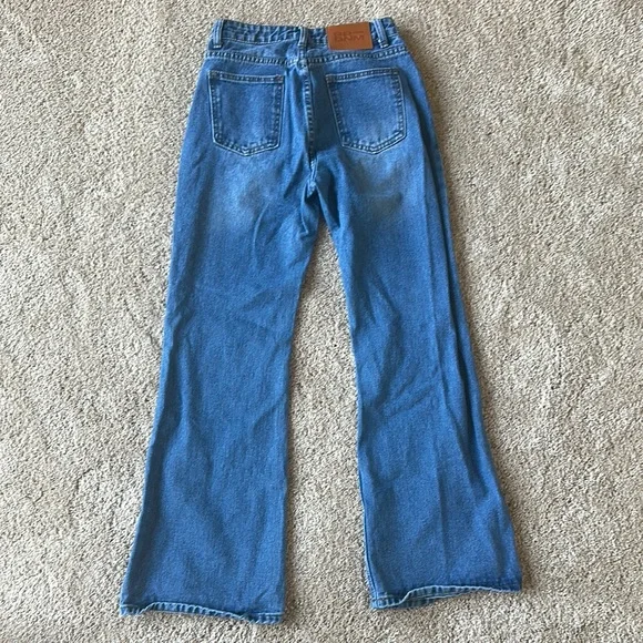 Princess Polly Blue Flare Wide Leg Jeans - Picture 3 of 3